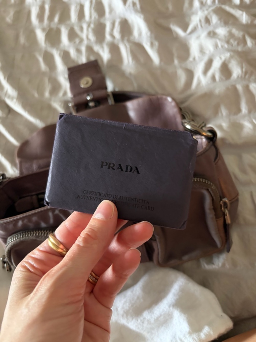 Prada Mini Shoulder Bag in Mauve Brown with Silver Hardware 8x6x2 inches - Picture 3 of 12